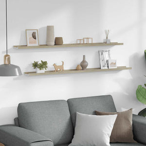 vidaXL Wall Shelves 2 pcs. White and Sonoma Oak 115x9x3 cm