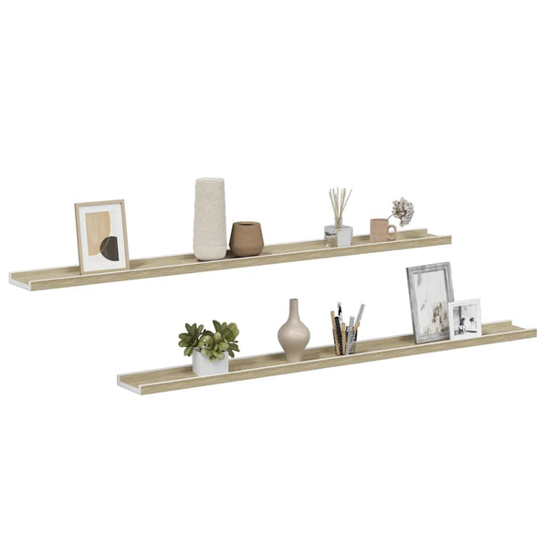 vidaXL Wall Shelves 2 pcs. White and Sonoma Oak 115x9x3 cm