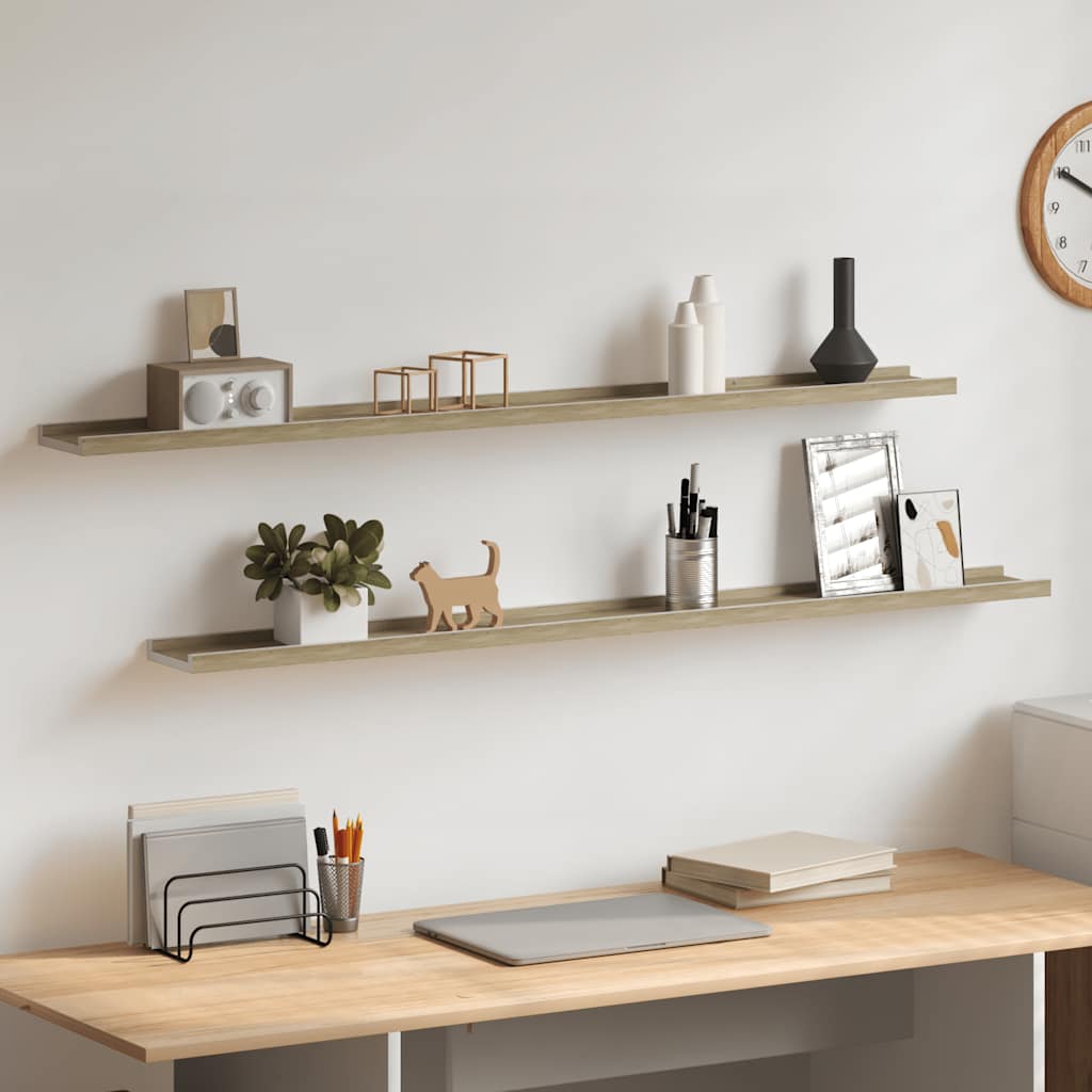 vidaXL Wall Shelves 2 pcs. White and Sonoma Oak 115x9x3 cm