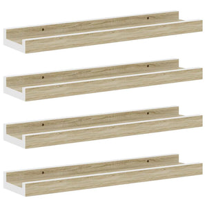 vidaXL Wall Shelves 4 pcs. White and Sonoma Oak 40x9x3 cm
