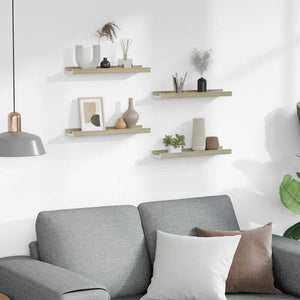 vidaXL Wall Shelves 4 pcs. White and Sonoma Oak 40x9x3 cm