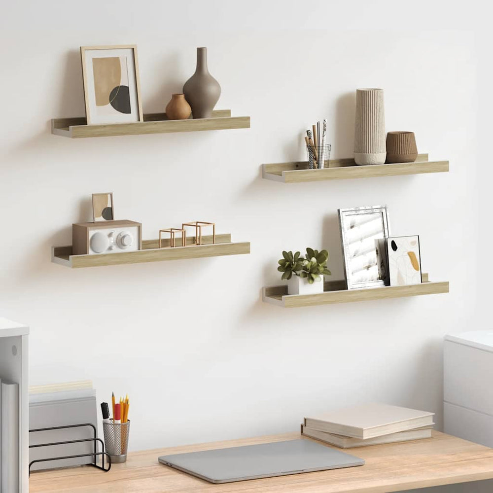 vidaXL Wall Shelves 4 pcs. White and Sonoma Oak 40x9x3 cm