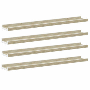 vidaXL Wall Shelves 4 pcs. White and Sonoma Oak 80x9x3 cm