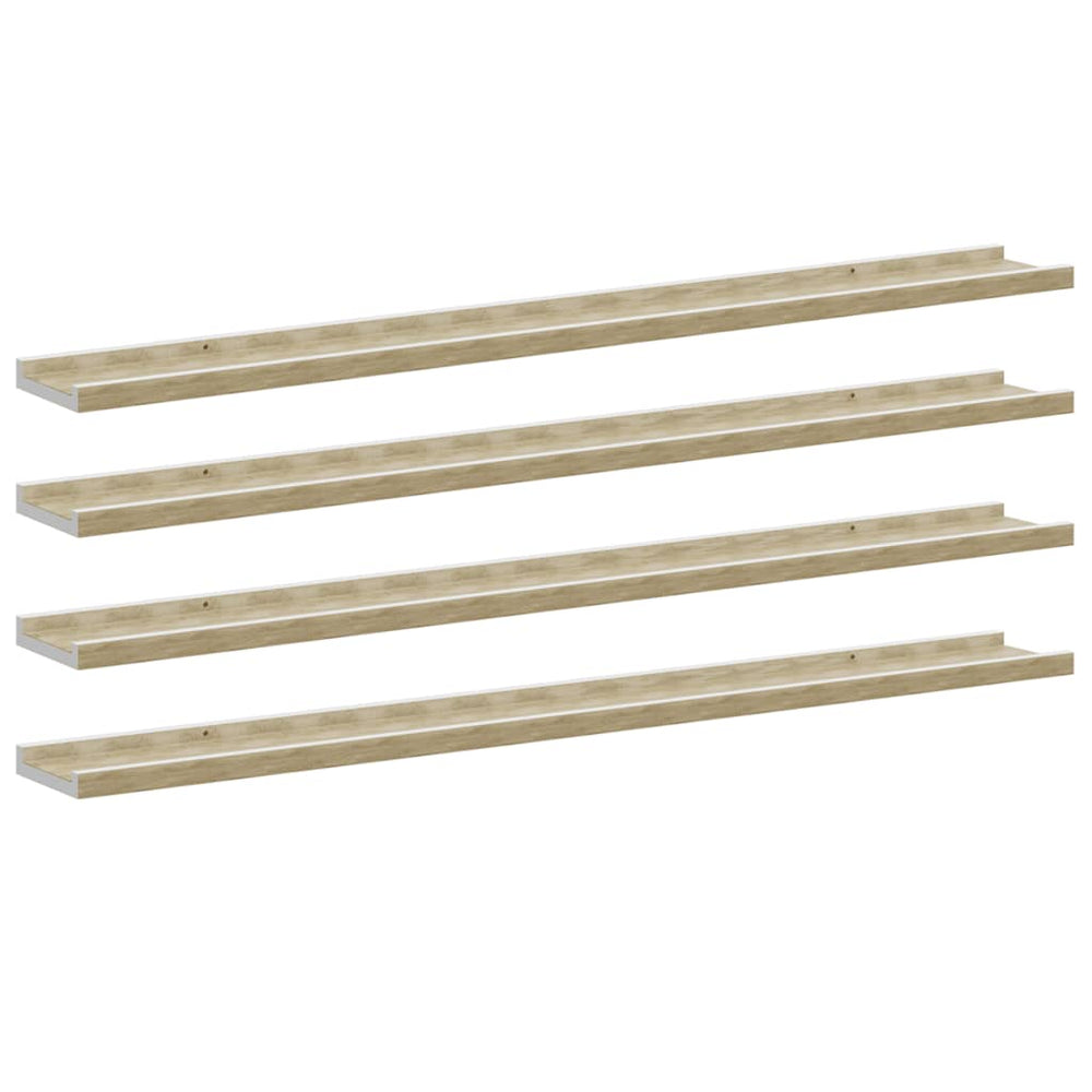 vidaXL Wall Shelves 4 pcs. White and Sonoma Oak 100x9x3 cm