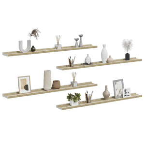 vidaXL Wall Shelves 4 pcs. White and Sonoma Oak 100x9x3 cm