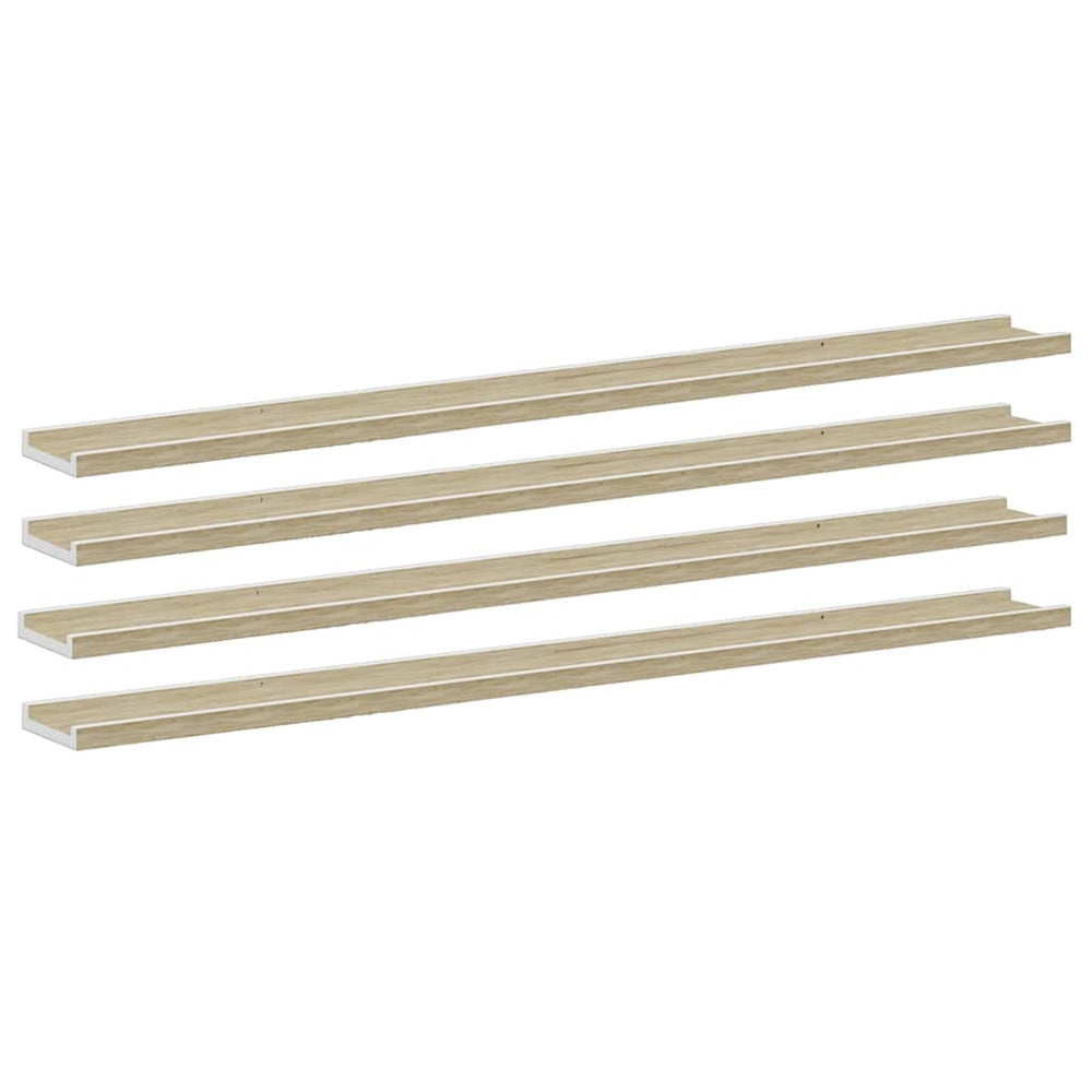 vidaXL Wall Shelves 4 pcs. White and Sonoma Oak 115x9x3 cm