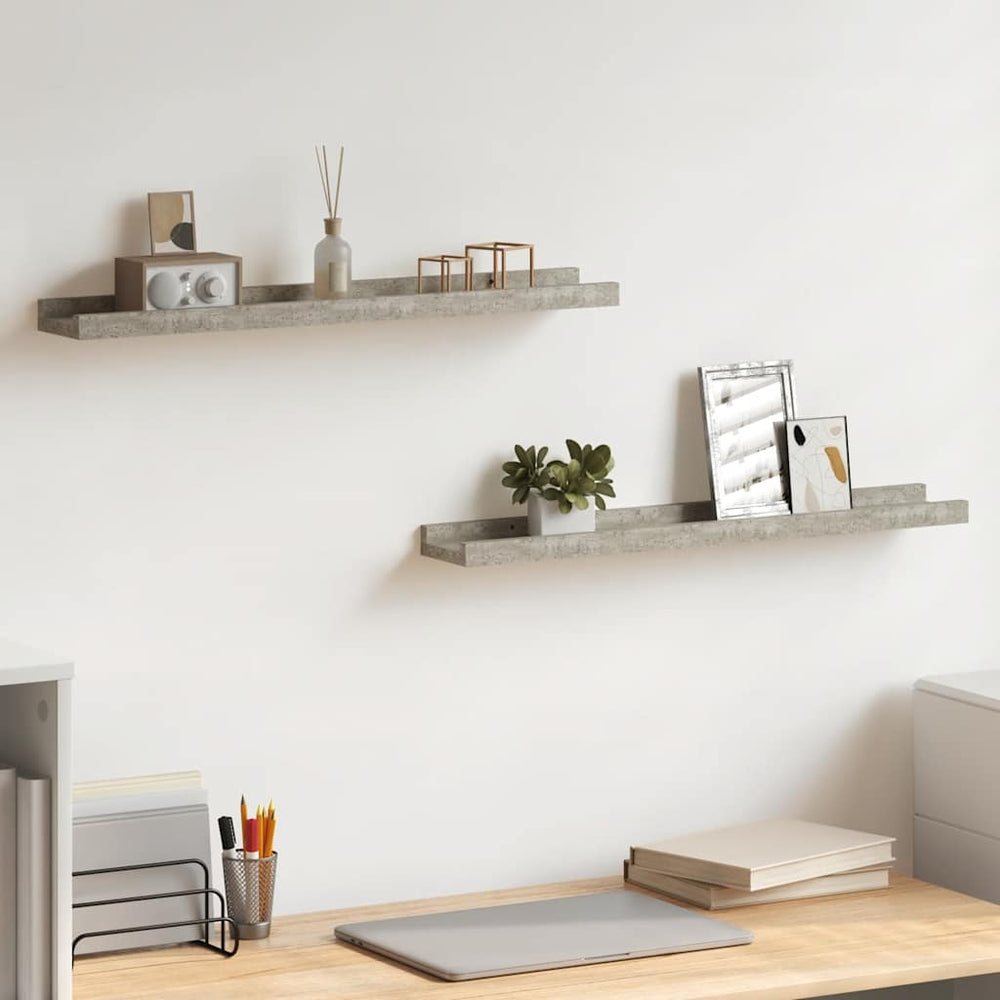 vidaXL Wall Shelves 2 pcs. Concrete Grey 60x9x3 cm