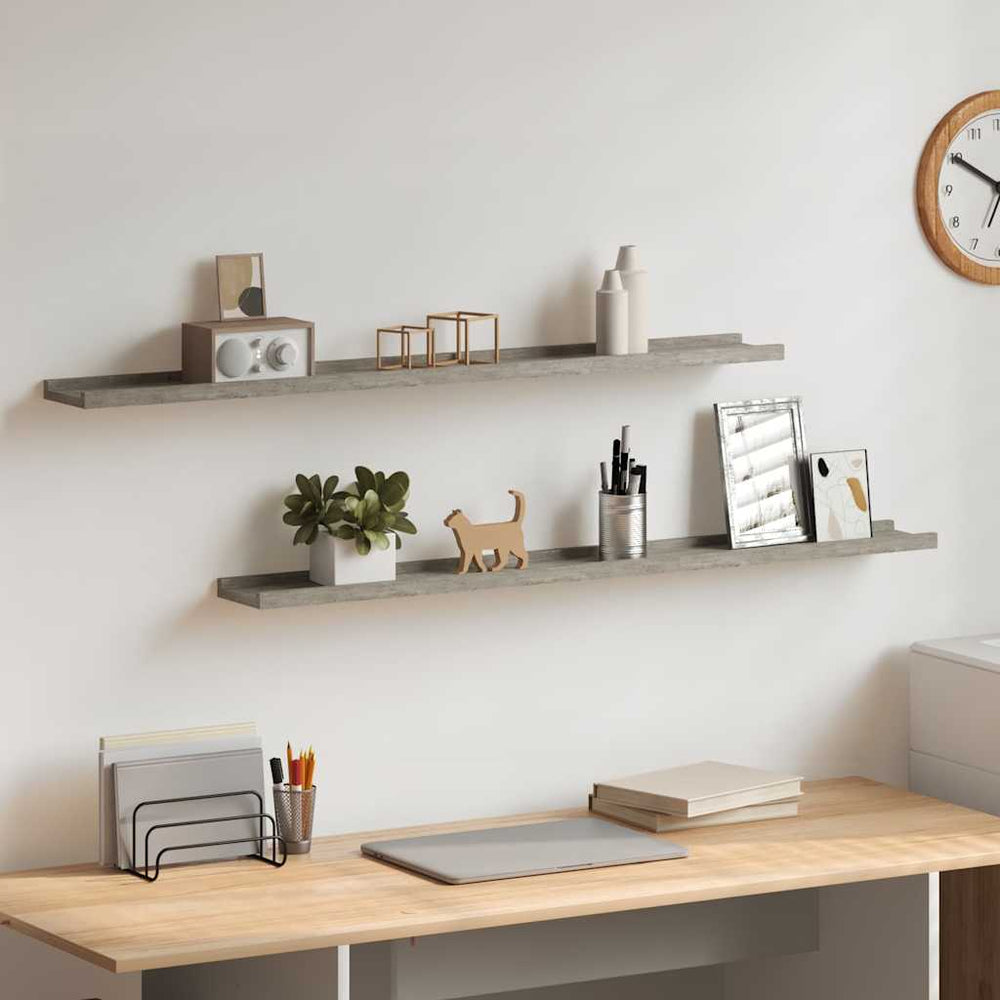 vidaXL Wall Shelves 2 pcs Concrete Grey 100x9x3 cm