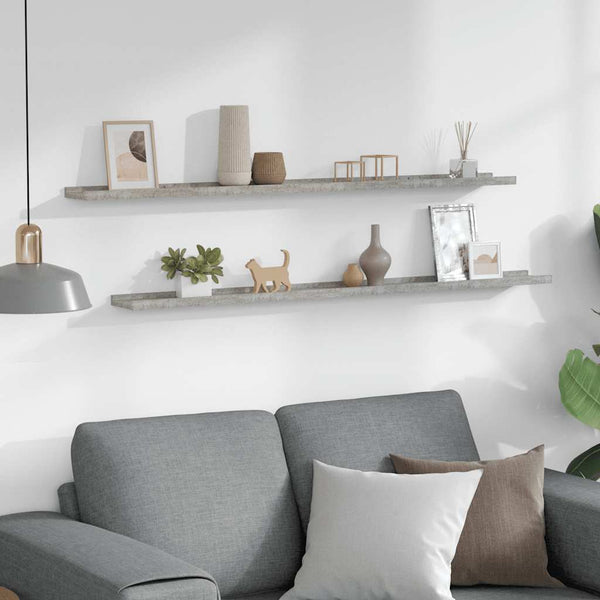 vidaXL Wall Shelves 2 pcs. Concrete Grey 115x9x3 cm