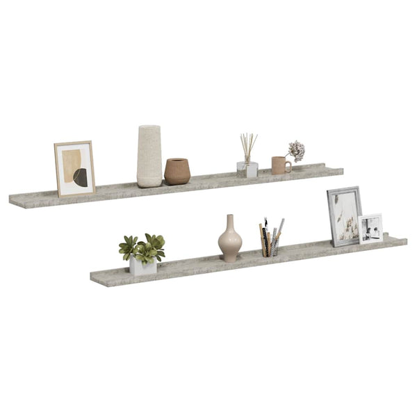vidaXL Wall Shelves 2 pcs. Concrete Grey 115x9x3 cm