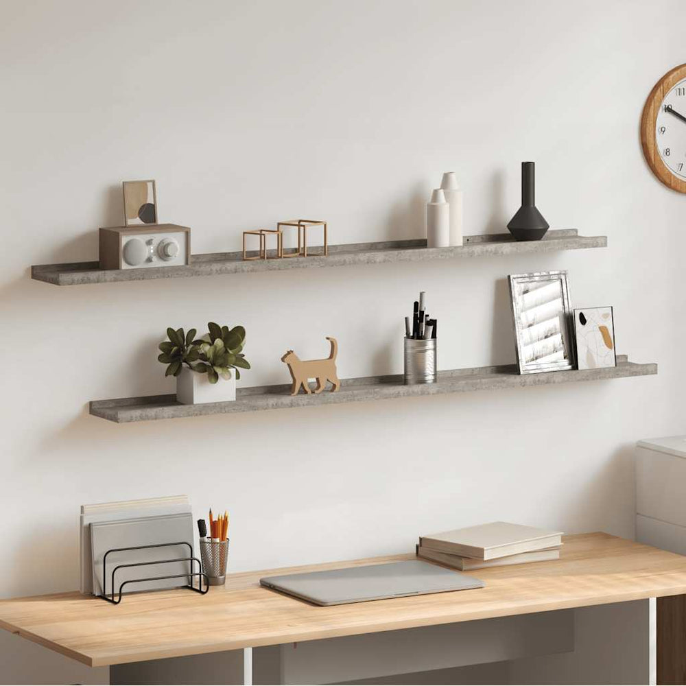 vidaXL Wall Shelves 2 pcs. Concrete Grey 115x9x3 cm