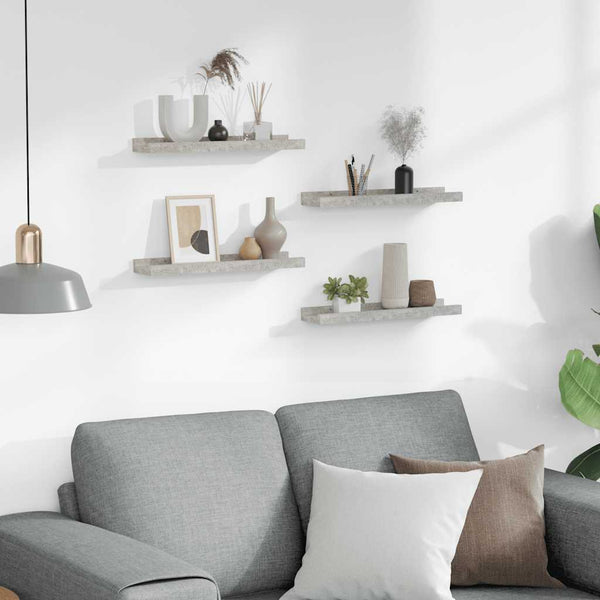 vidaXL Wall Shelves 4 pcs. Concrete Grey 40x9x3 cm