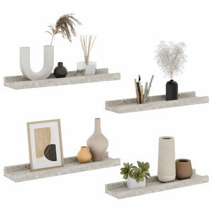 vidaXL Wall Shelves 4 pcs. Concrete Grey 40x9x3 cm