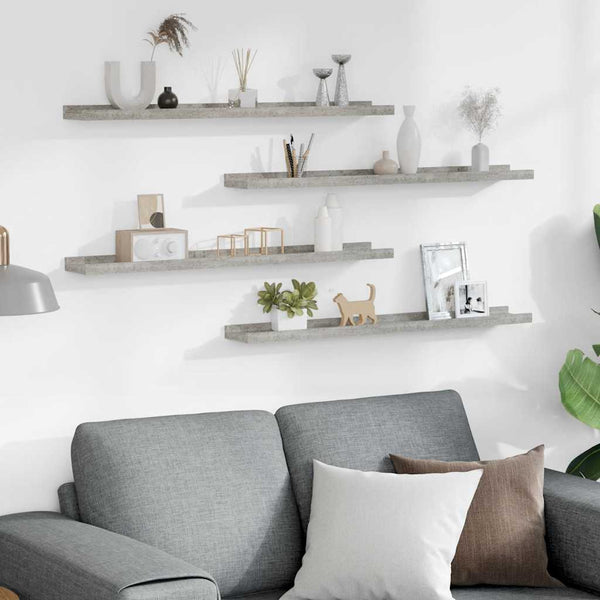 vidaXL Wall Shelves 4 pcs Concrete Grey 80x9x3 cm