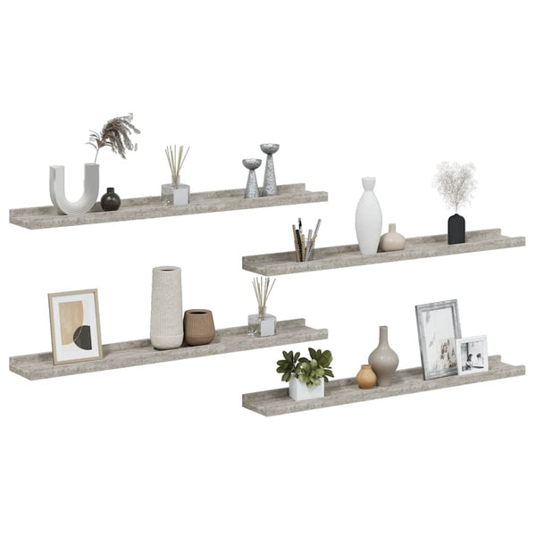 vidaXL Wall Shelves 4 pcs Concrete Grey 80x9x3 cm