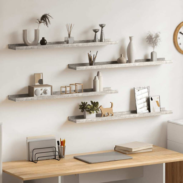 vidaXL Wall Shelves 4 pcs Concrete Grey 80x9x3 cm