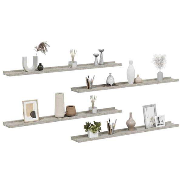 vidaXL Wall Shelves 4 pcs Concrete Grey 100x9x3 cm