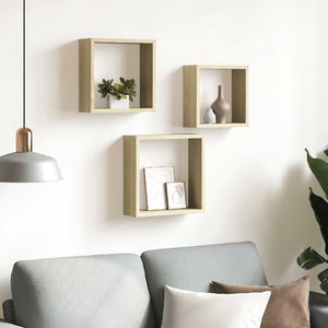 vidaXL Cube Shelves 3 pcs Sonoma Oak