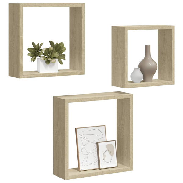 vidaXL Cube Shelves 3 pcs Sonoma Oak