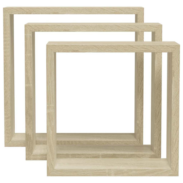 vidaXL Cube Shelves 3 pcs Sonoma Oak