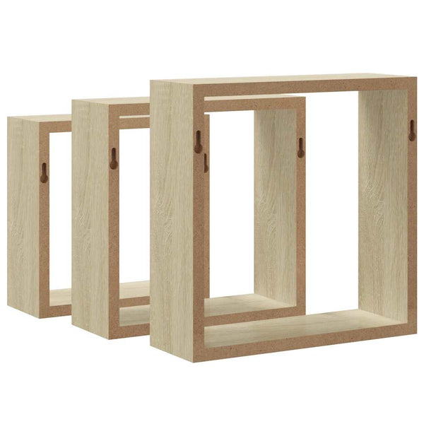 vidaXL Cube Shelves 3 pcs Sonoma Oak