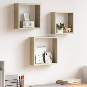 vidaXL Cube Shelves 3 pcs Sonoma Oak