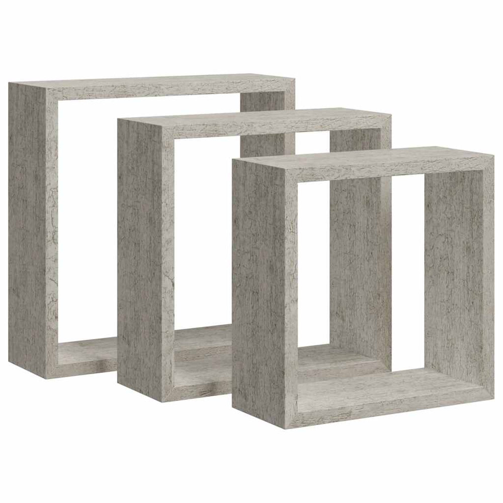 vidaXL Cube Shelves 3 pcs Concrete Grey