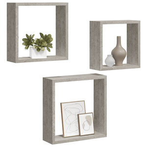 vidaXL Cube Shelves 3 pcs Concrete Grey