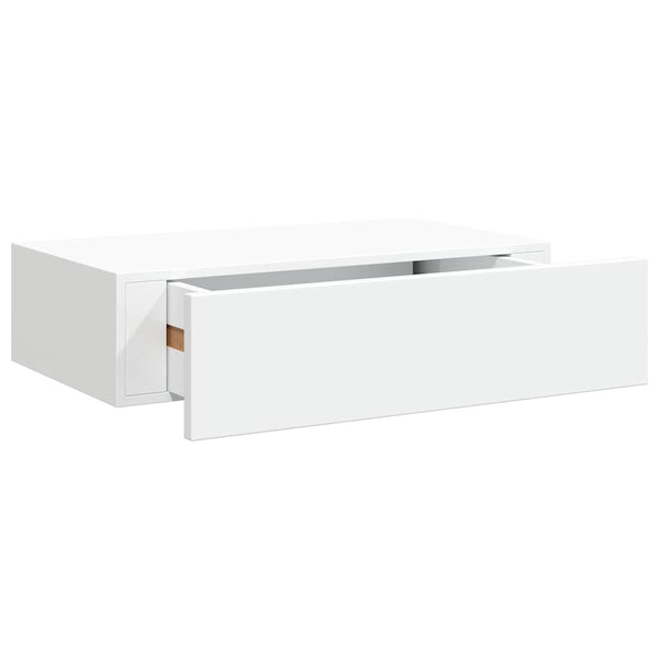 vidaXL Wall Shelf with Drawer White 40x23.5x10 cm MDF