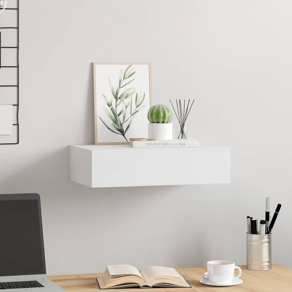 vidaXL Wall Shelf with Drawer White 40x23.5x10 cm MDF