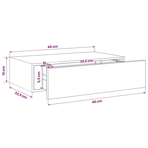 vidaXL Wall Shelf with Drawer White 40x23.5x10 cm MDF