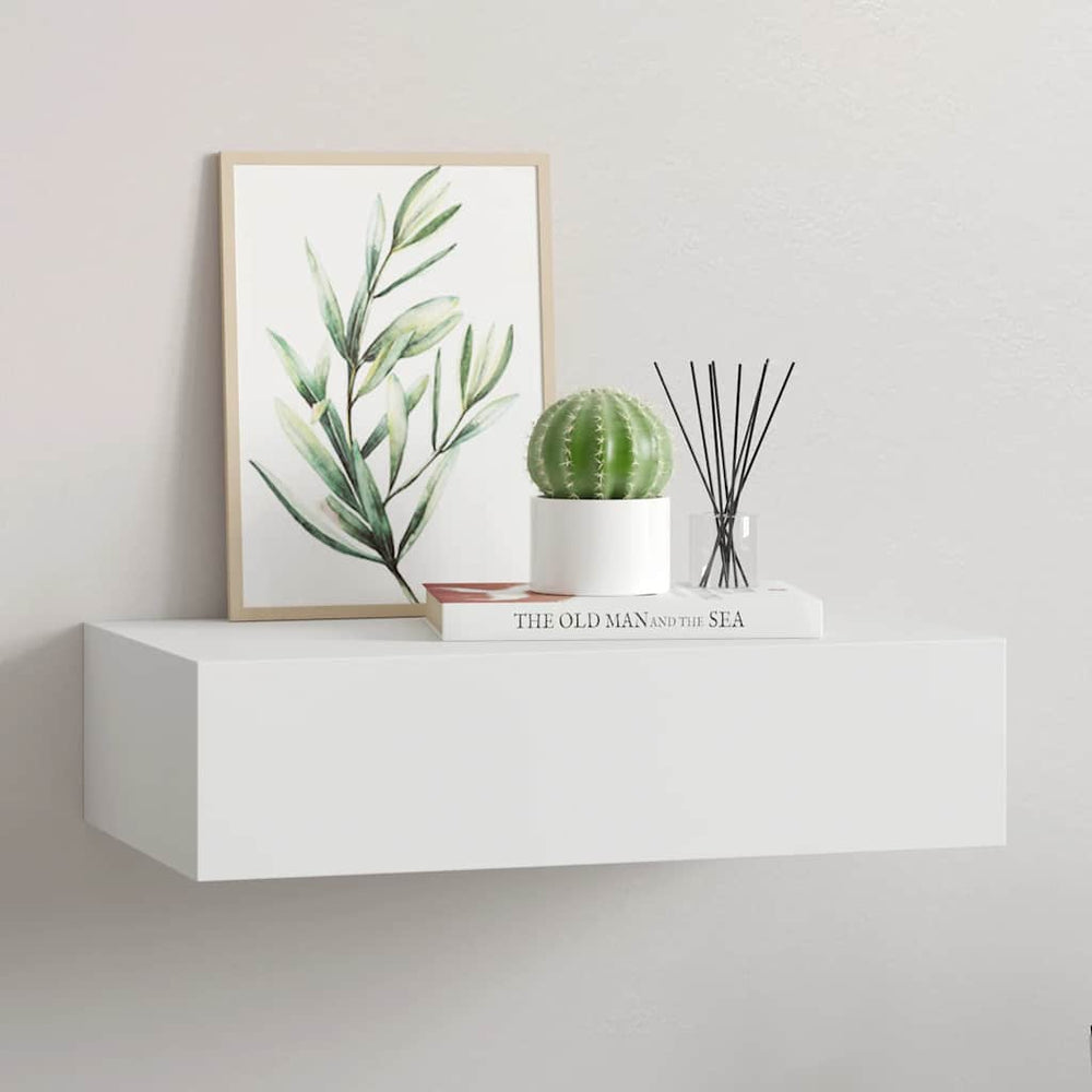 vidaXL Wall Shelf with Drawer White 40x23.5x10 cm MDF