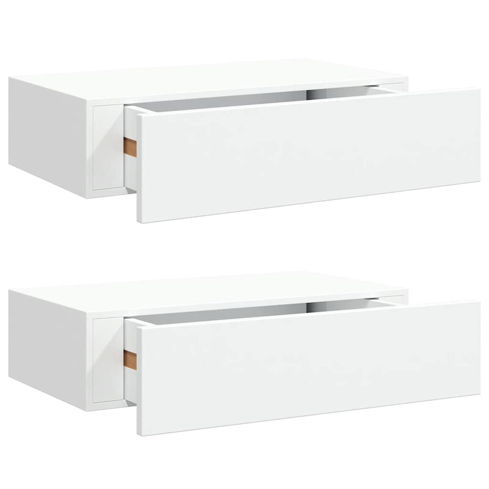 vidaXL Wall Shelves with Drawers 2 pcs White 40x23.5x10 cm MDF