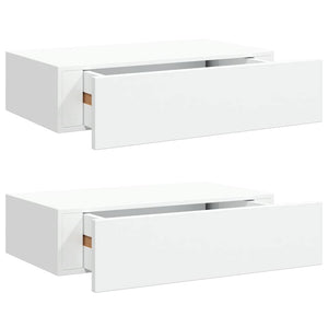 vidaXL Wall Shelves with Drawers 2 pcs White 40x23.5x10 cm MDF