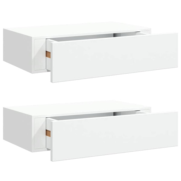 vidaXL Wall Shelves with Drawers 2 pcs White 40x23.5x10 cm MDF