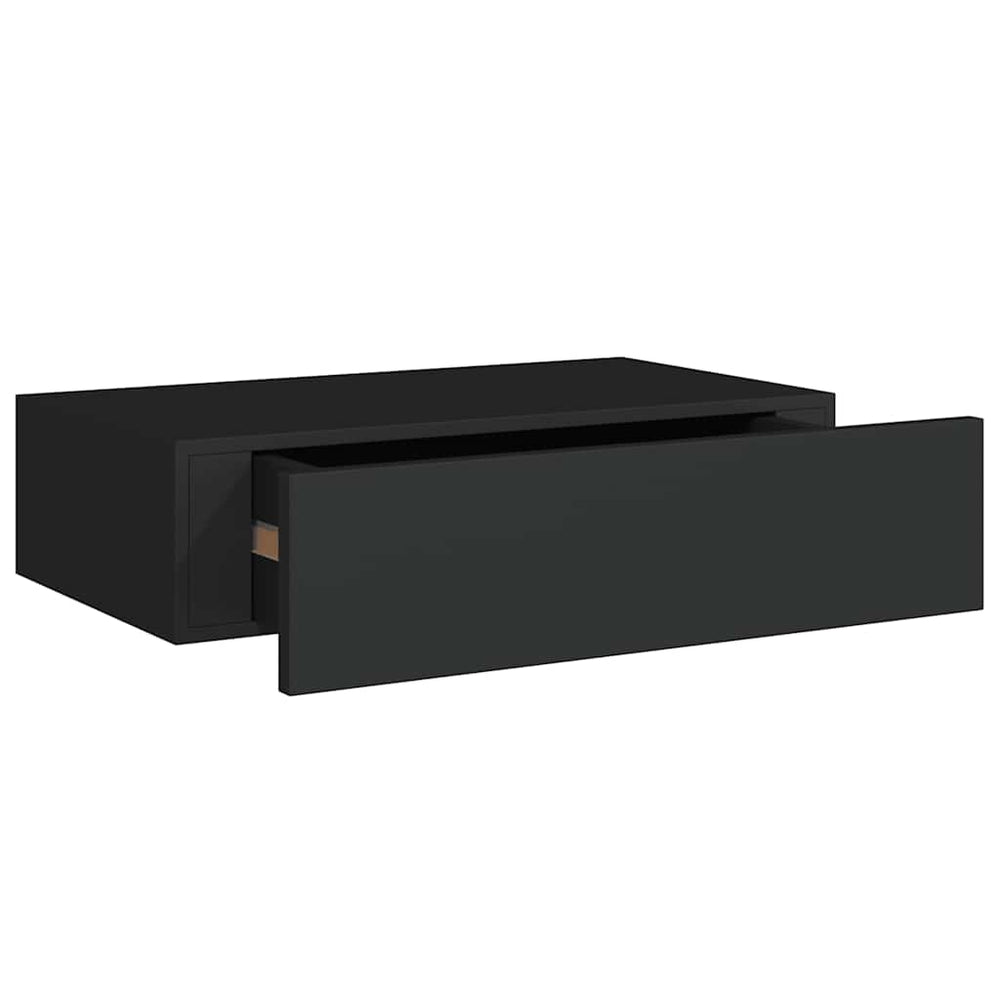 vidaXL Wall Shelf with Drawer Black 40x23.5x10 cm MDF