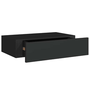 vidaXL Wall Shelf with Drawer Black 40x23.5x10 cm MDF