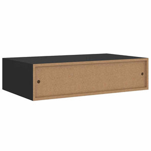 vidaXL Wall Shelf with Drawer Black 40x23.5x10 cm MDF