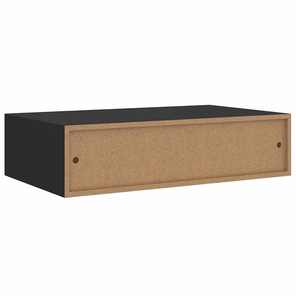 vidaXL Wall Shelf with Drawer Black 40x23.5x10 cm MDF
