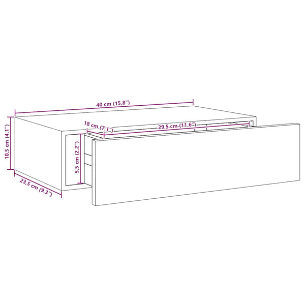 vidaXL Wall Shelves with Drawers 2 pcs Black 40x23.5x10 cm MDF