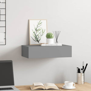 vidaXL Wall Shelf with Drawer Grey 40x23.5x10 cm MDF