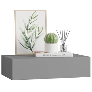 vidaXL Wall Shelf with Drawer Grey 40x23.5x10 cm MDF