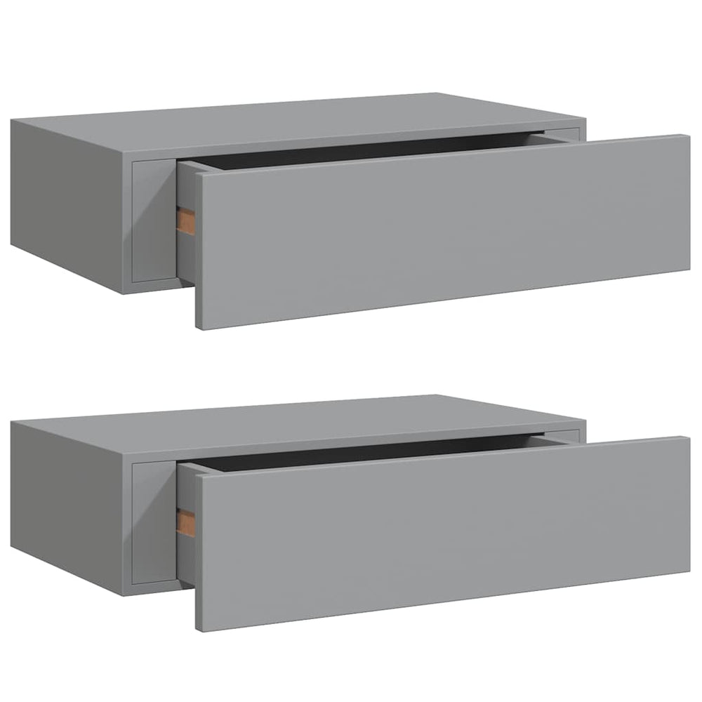 vidaXL Wall Shelves with Drawers 2 pcs Grey 40x23.5x10 cm MDF