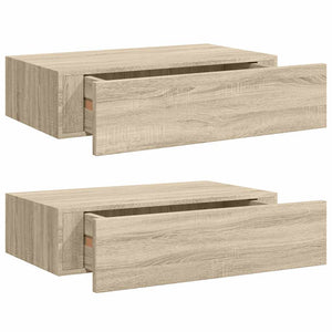 vidaXL Wall Shelves with Drawers 2 pcs Oak-Look 40x23.5x10 cm MDF