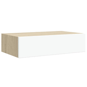vidaXL Wall-Mounted Drawer Shelf Oak and White 40 x 23.5 x 10 cm MDF