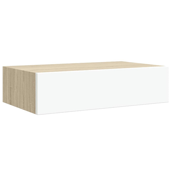 vidaXL Wall-Mounted Drawer Shelf Oak and White 40 x 23.5 x 10 cm MDF