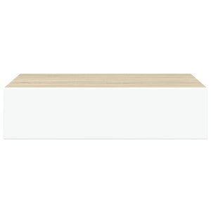 vidaXL Wall-Mounted Drawer Shelf Oak and White 40 x 23.5 x 10 cm MDF