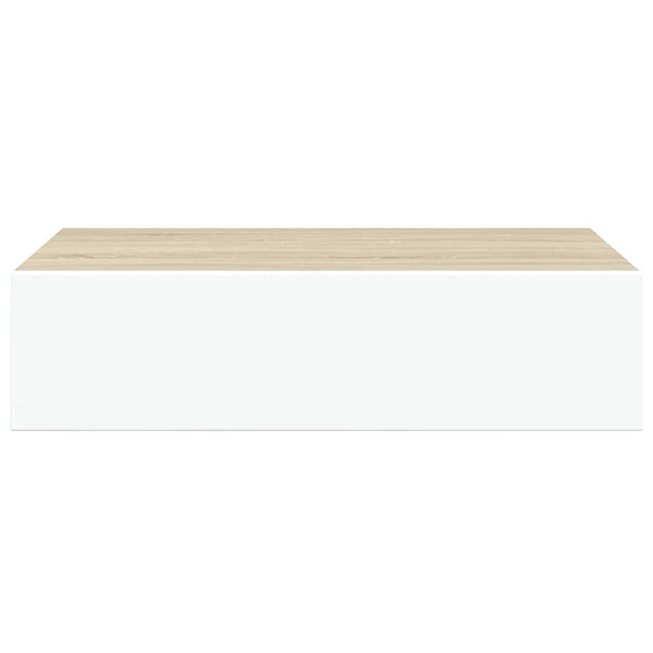 vidaXL Wall-Mounted Drawer Shelf Oak and White 40 x 23.5 x 10 cm MDF