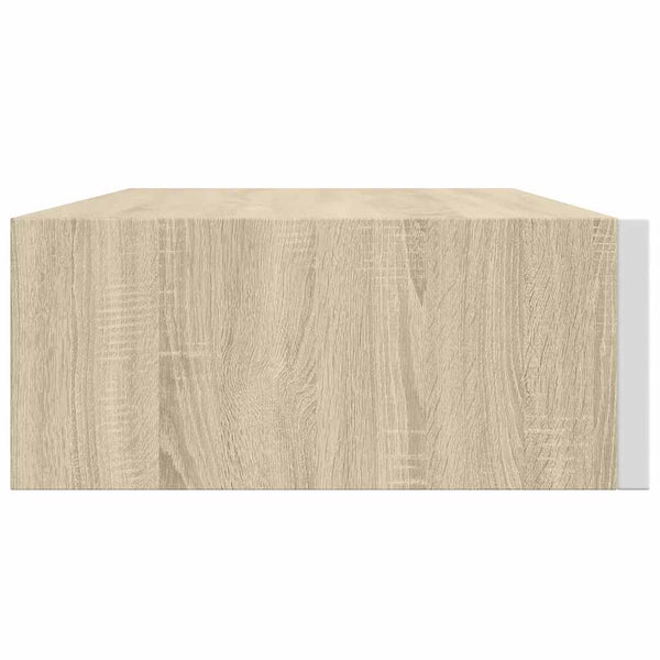 vidaXL Wall-Mounted Drawer Shelf Oak and White 40 x 23.5 x 10 cm MDF