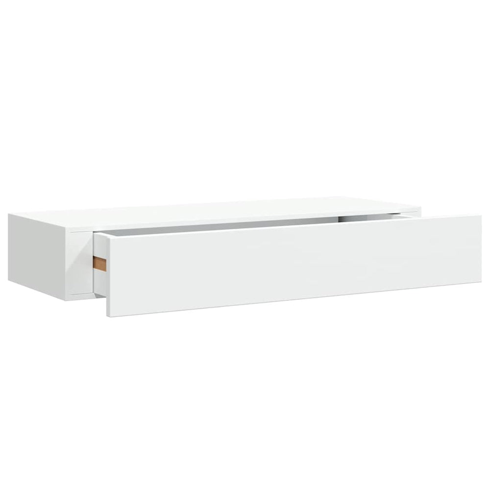 vidaXL Wall Shelf with Drawer White 60x23.5x10 cm MDF